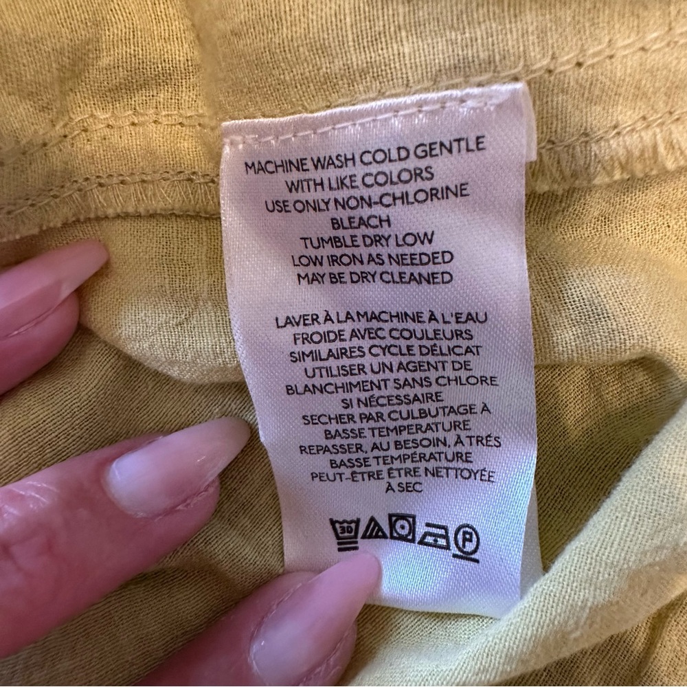 Free People Pale Yellow Short Sleeve Button Down Shirt - Picture 8 of 13